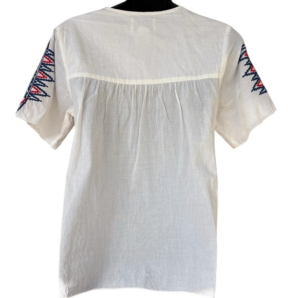 Anthropologie Pepin Cream Embroidered blue red Shirt
Size S preloved 💯 cotton - Picture 5 of 11